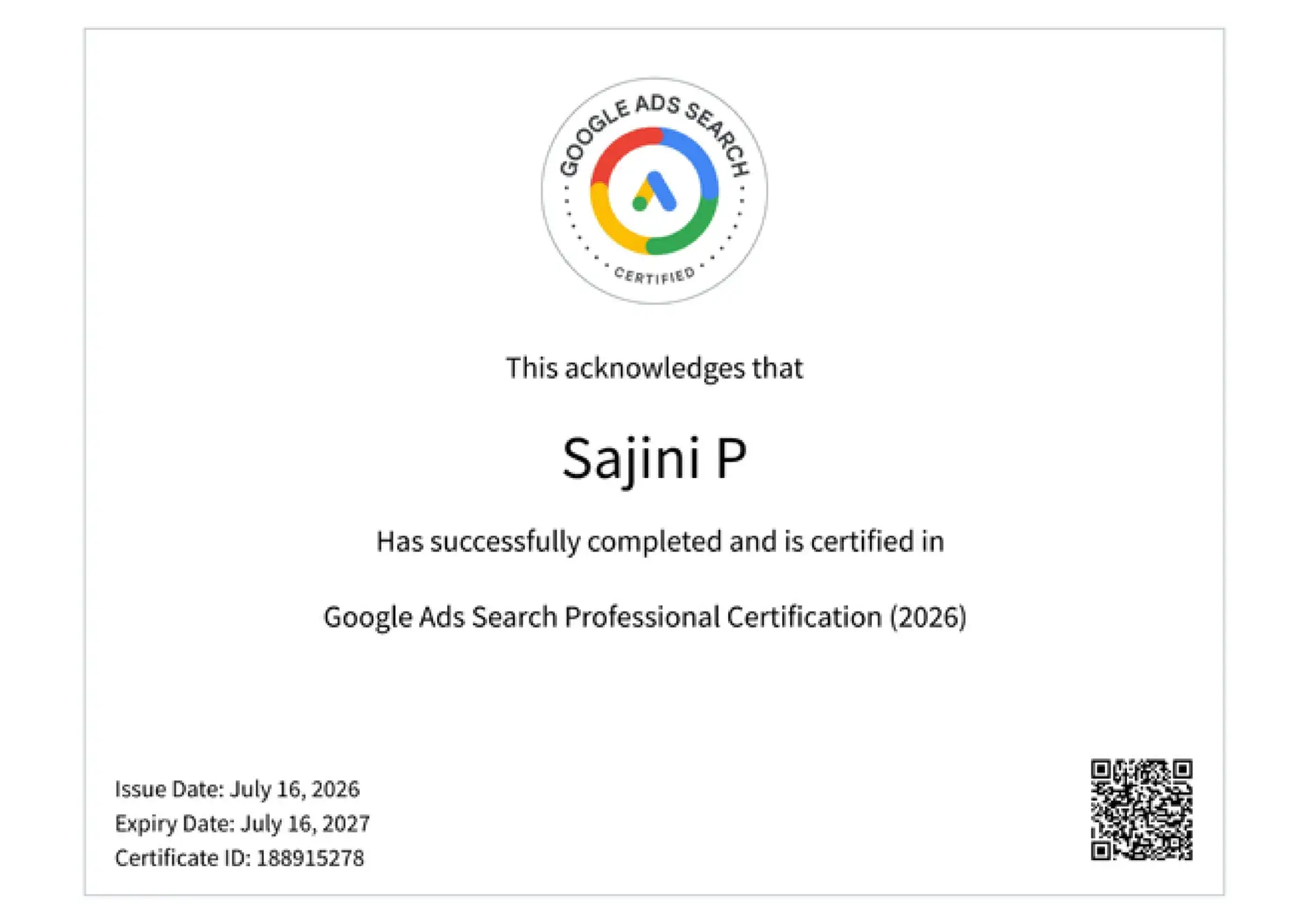 Google Ads Search Professional Certificate